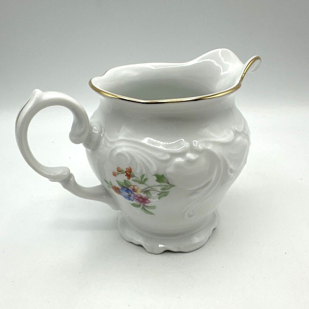 Royal Kent Poland Pitcher Sugar Creamer Pink Floral Embossed Gold Trim